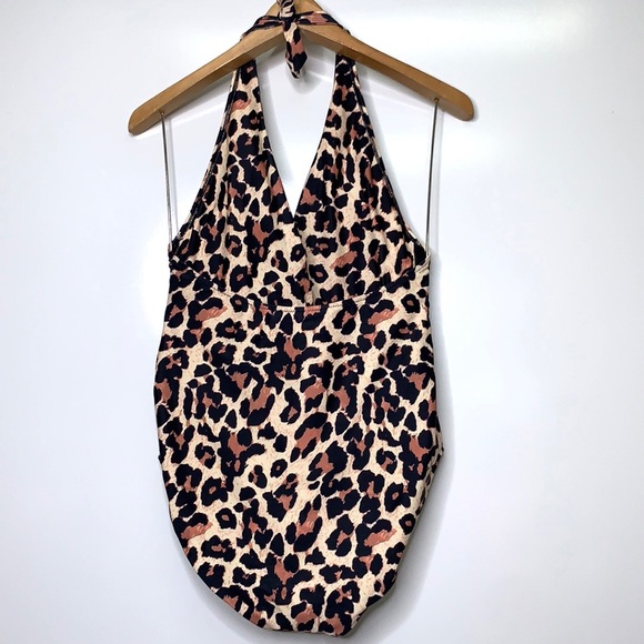 NEW RXRXCOCO Cheetah Animal Print One Piece Halter Tie Bikini Swimsuit Large - Picture 4 of 8
